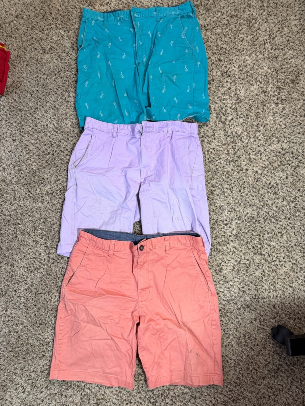 George Men's Chino Shorts Trio - Teal, Lavender, Coral [2 WITH MISSING BUTTONS] - Picture 4 of 15